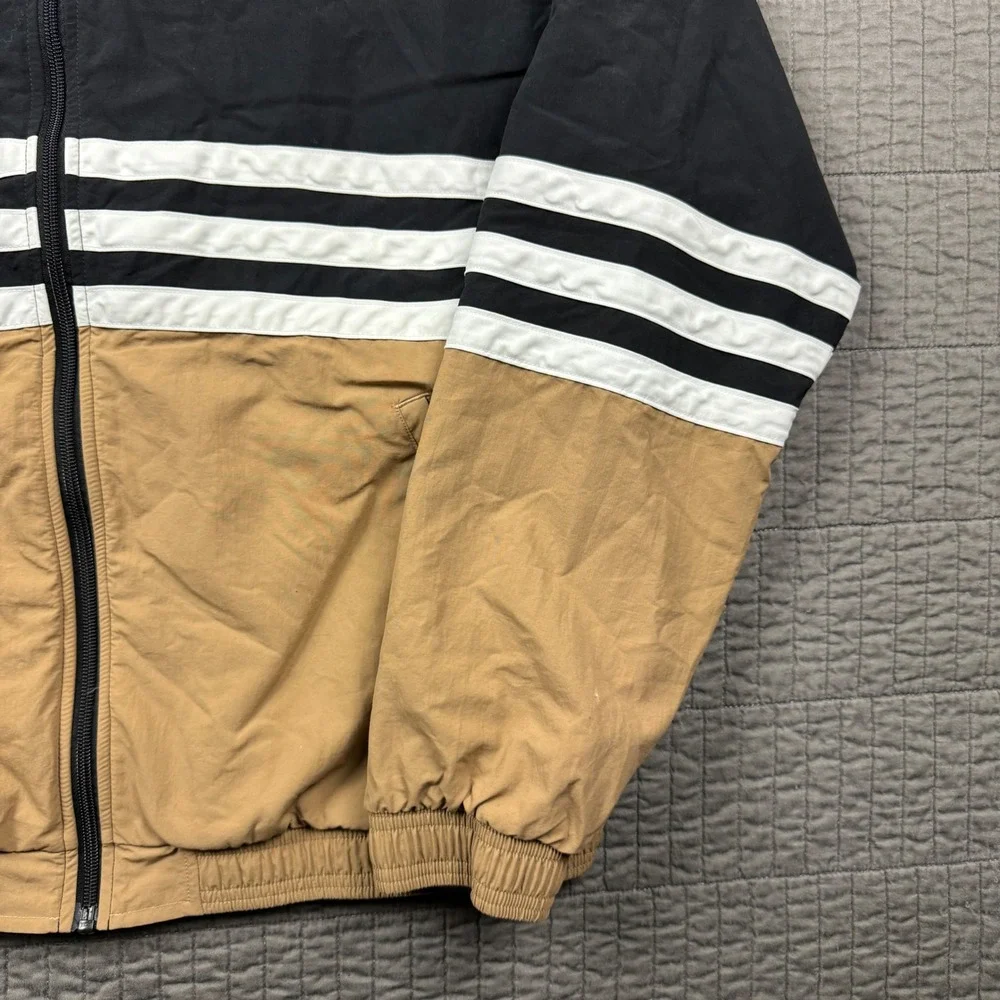 Adidas Mens Medium Colorblock Track Jacket Black Tan Windbreaker Sportswear Kit